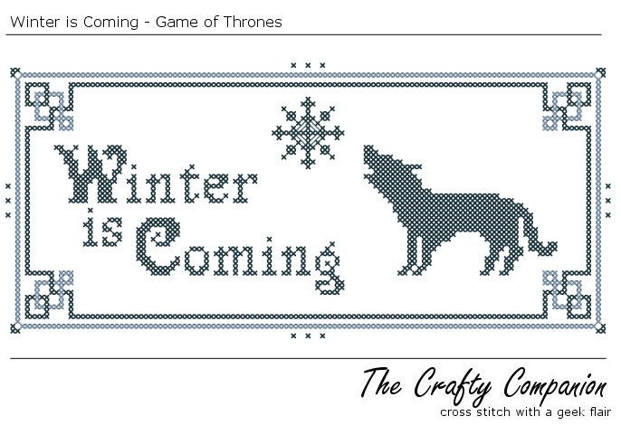 Winter is Coming - Game of Thrones Inspired PDF Cross Stitch Pattern - INSTANT DOWNLOAD