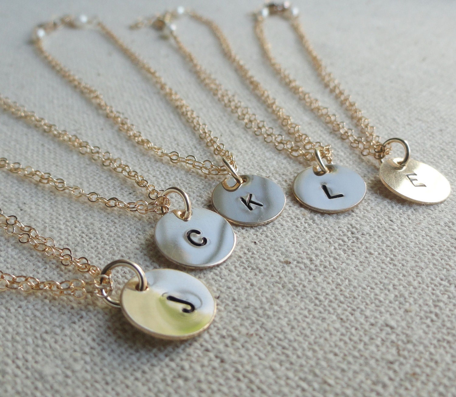 Gift set of six gold initial Bracelets for bridesmaids, personalized bridesmaid gifts, gold filled, Monogram Bridesmaid bracelets