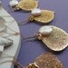 Bridesmaid Gifts set, Five Gold leaf & pearl necklaces, real aspen leaf lariat necklaces,Gold filled chain, Bridal jewelry, autumn wedding