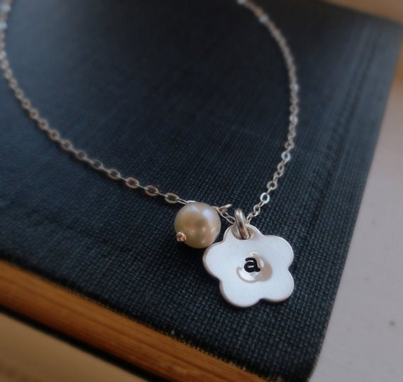 TWO Personalized flower girl or Junior bridesmaid necklaces, flower girl gifts, custom initial, birthstone necklace, childs necklace
