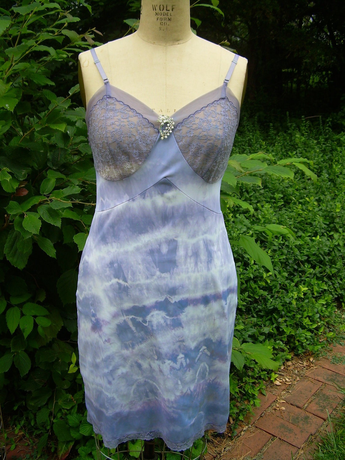 Vintage Purple Altered Slip Dress, Tye Dye Slip