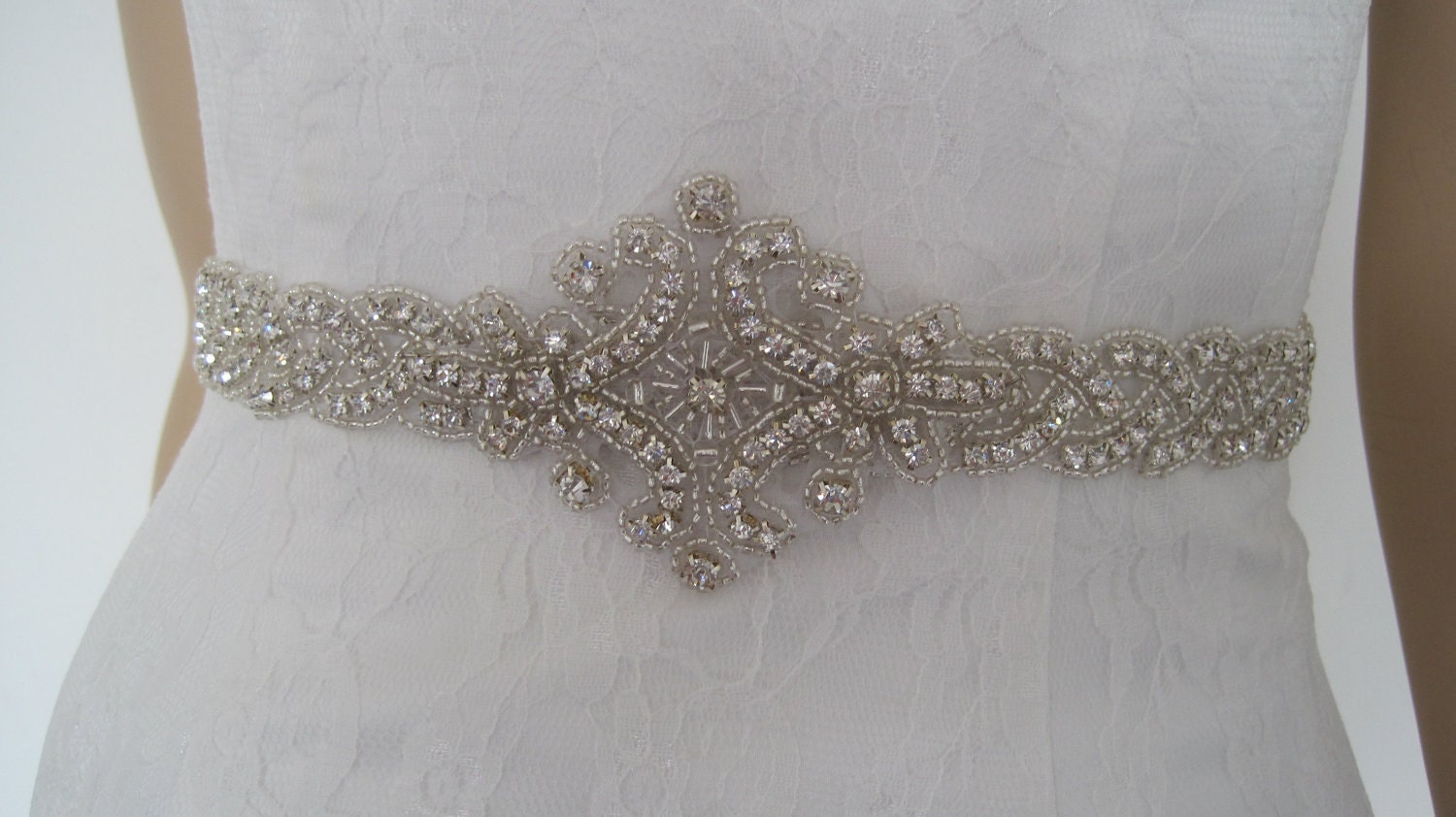 Crystal bridal sash belt beaded wedding dress sash belt rhinestone belt "EVA B