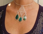Necklace wire framed  Murano glass - The three greens