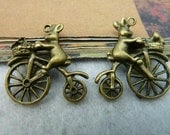 10pcs 21x22mm The Rabbit Bicycle Antique Bronze Retro Pendant  Charm For Jewelry Pendants C2450