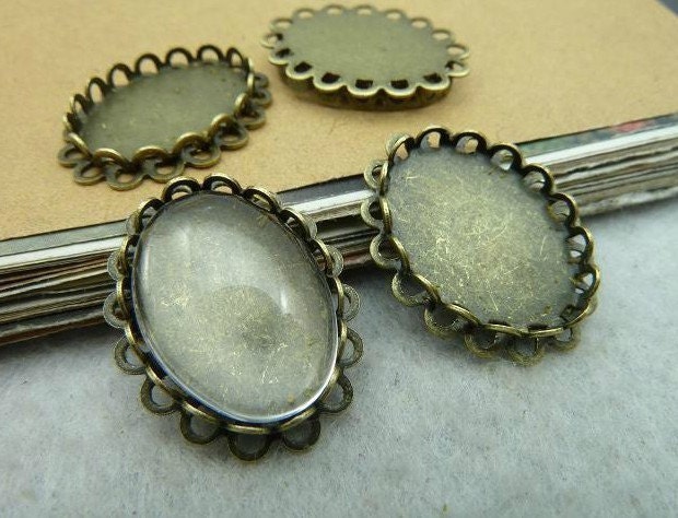 30 pcs 18x25mm Antique Bronze  Cameo Cabochon Base Setting Tray Blanks Pendants Charm Pendants C2775