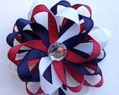 Red, White, and Navy Ribbon Flower