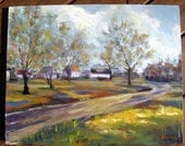Rural Landscape Painting- 16 x 20 Original Acrylic Painting on Canvas "One Fine Day"