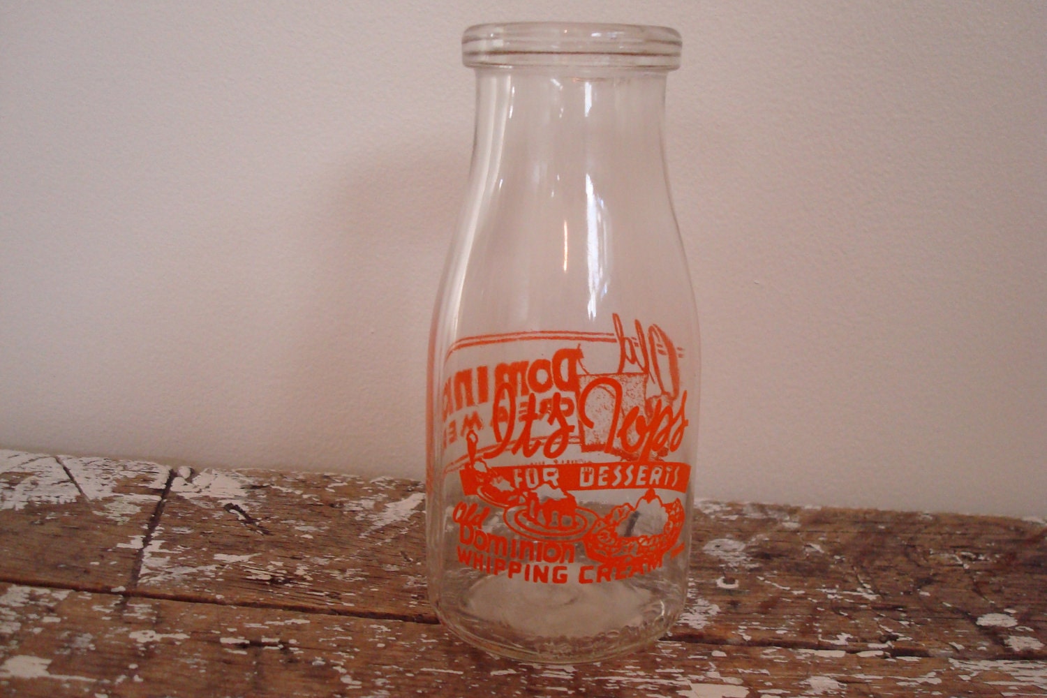 Milk Bottle Cream Bottle Old Dominion Creamer Bottle  Olville, Washington