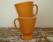 Vintage Coffee Cup Orange Stoneware Shenango China U.S.A. Orange Coffee Cup set of 2