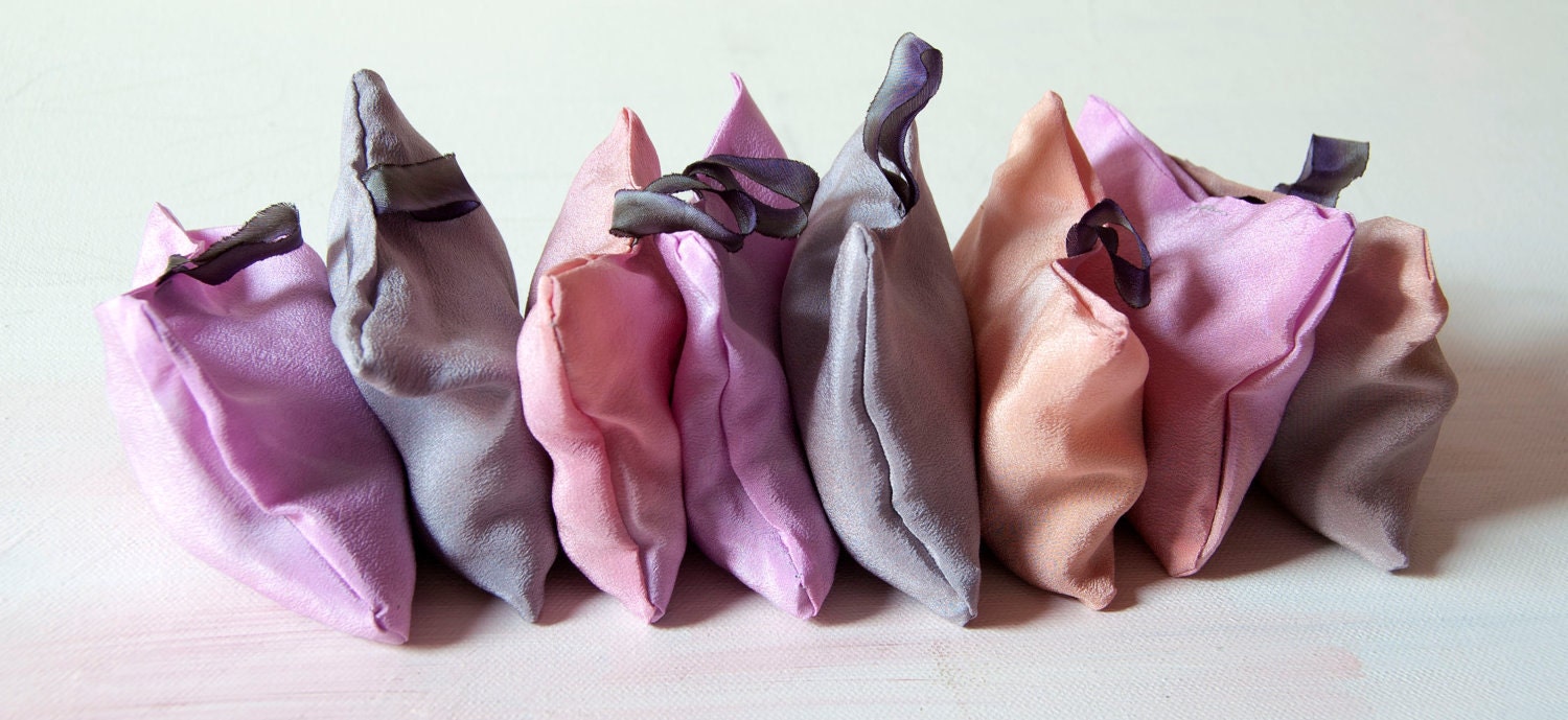 FRENCH Lavender Sachet. Hand Dyed Silk Lavender Sachet. Listing for ONE