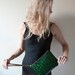 E M E R A L D Green and Black Leather Clutch. Leather Green Emerald Clutch Gator Black.