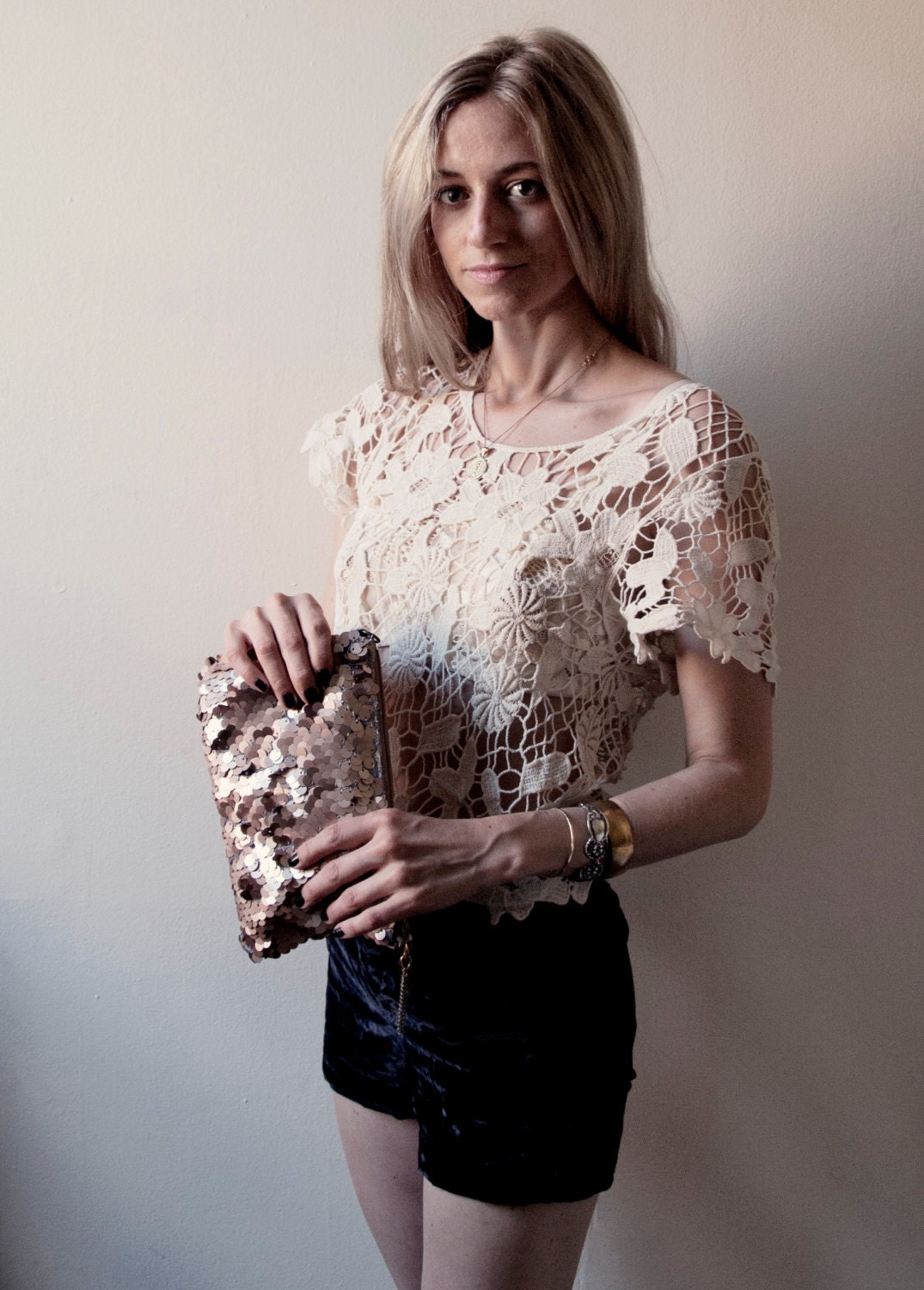 R E S E R V E D For Chelsea R O S E GOLD Sequin Clutch. Neutral Metallic Evening Clutch. Pink Quartz Pouch.
