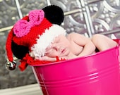 Minnie Mouse Santa Hat - newborn to 5 years size