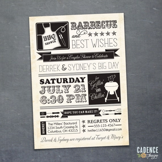 Coed Shower, BBQ, Bridal Shower, Couples Shower (PRINTABLE)
