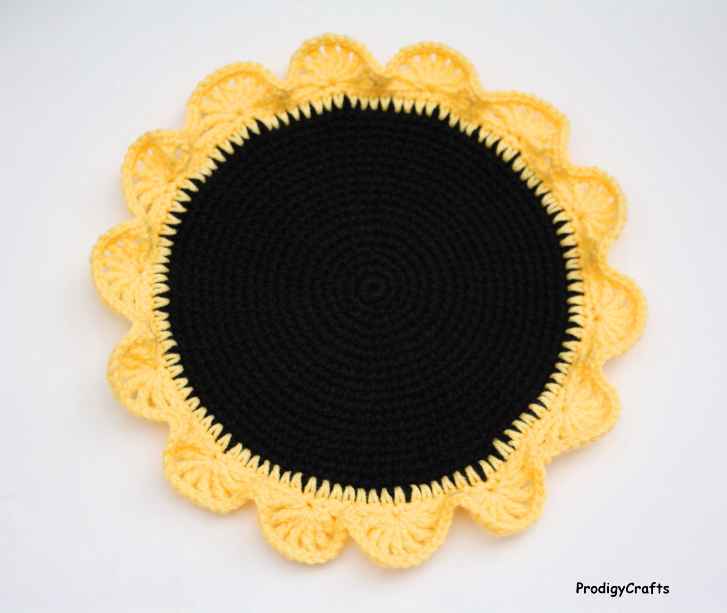 Small Sunflower Pot Holder, crocheted, hand-made