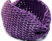 Wide Crocheted Headband, purple