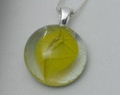 U R My Sunshine xoxo Yellow Glass Cat's Eye Marble Recycled Into a Pendant Perfect Little Gift