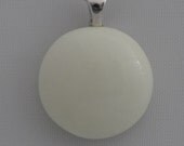 Snowball White Pendant Recycled Glass Marble Glows Yellow in Blacklight Upcycled Pendant
