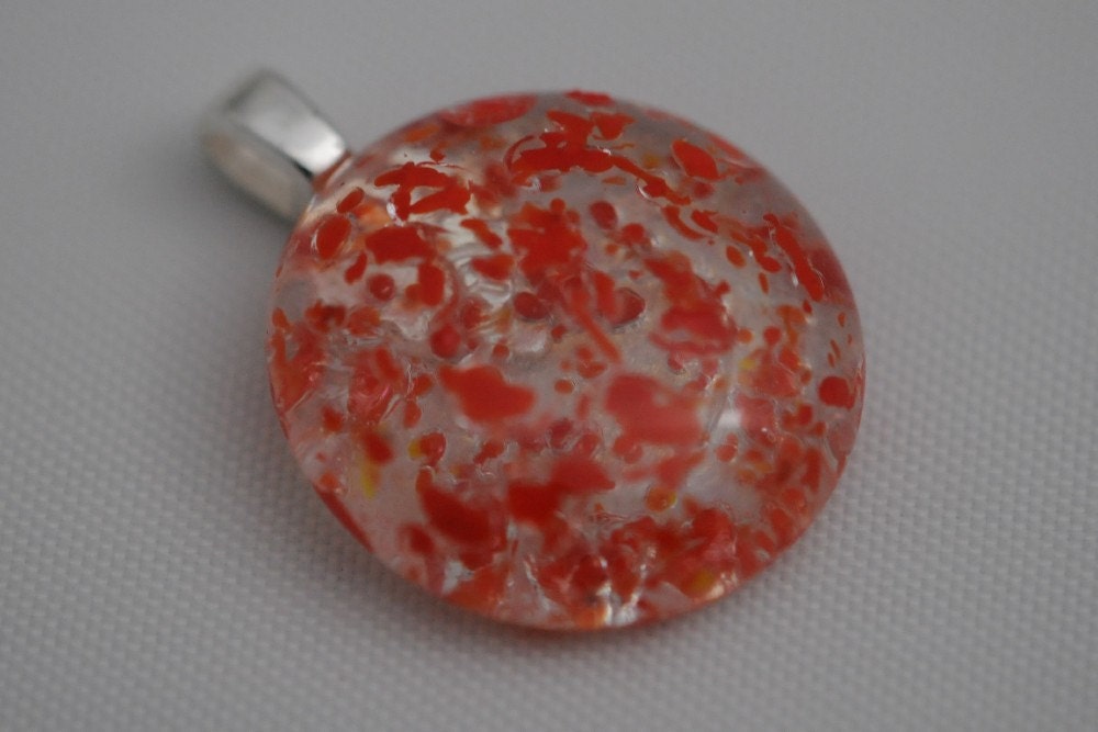 Burst of Red Recycled Glass Marble Pendant