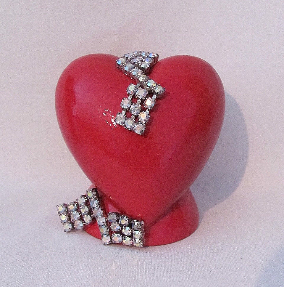 Vintage Aurora Borealis Rhinestone Earrings - Zig Zag Design