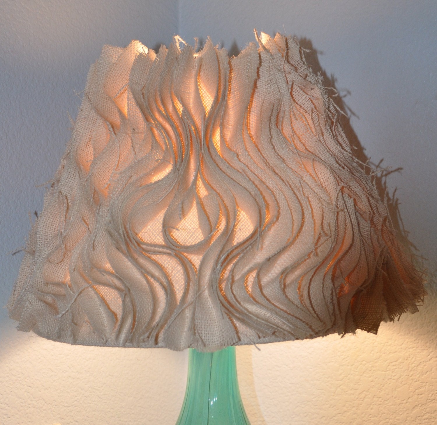 Burlap Ruffle Lamp Shade. Anthropologie Inspired. Beautiful & Beachy