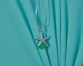 Starfish and Aqua Blue Chalcedony Briolette Necklace