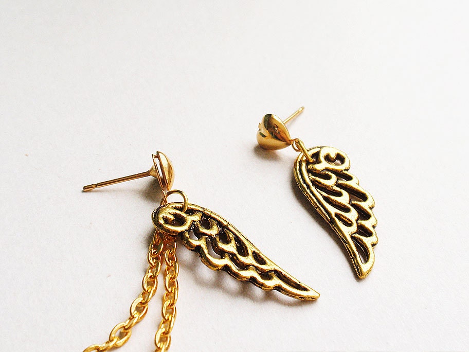 Gold Hearts and Wings Ear Cuff (Pair)