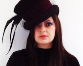 Mad Hatter top hat burgundy velvet band