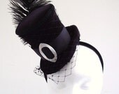 Black velvet mini Burlesque Hat