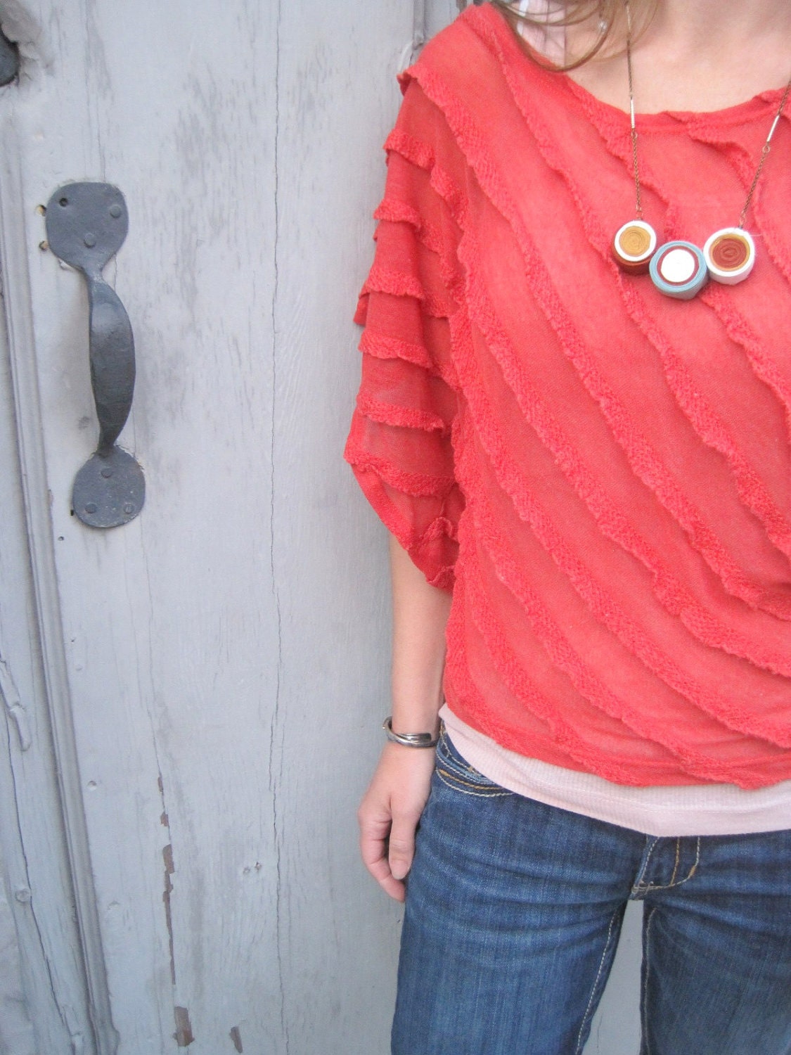 Fabric Statement Necklace, Natural Tones Geometric Spheres Rustic Earth-toned Layered Necklace -- Discover the Secrets of the Earth