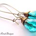 Peacock Teal Swarovski Crystal Earrings on Long Antiqued Bronze Wires -- Natural Elements Jewelry Collection