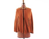 Vintage 1930's Rust & Golden Art Deco Rayon Crepe Dress Cape Coat