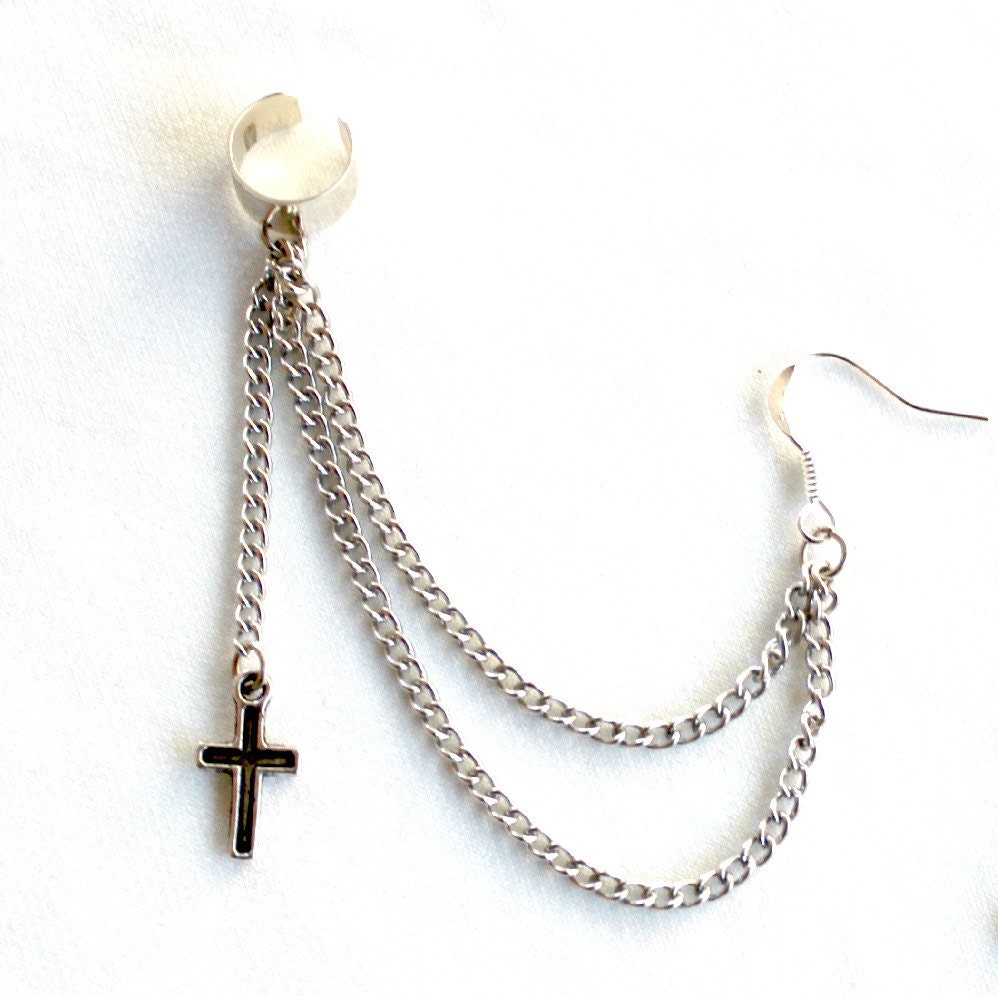 Silver Cross Ear Cuff earring