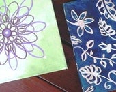 Flower nursery- Canvas Art set - lime,Purple and Blue - set of 2 12x12 - Original Acrylic, Hand Painted - MINA CLARICE Line AddieG