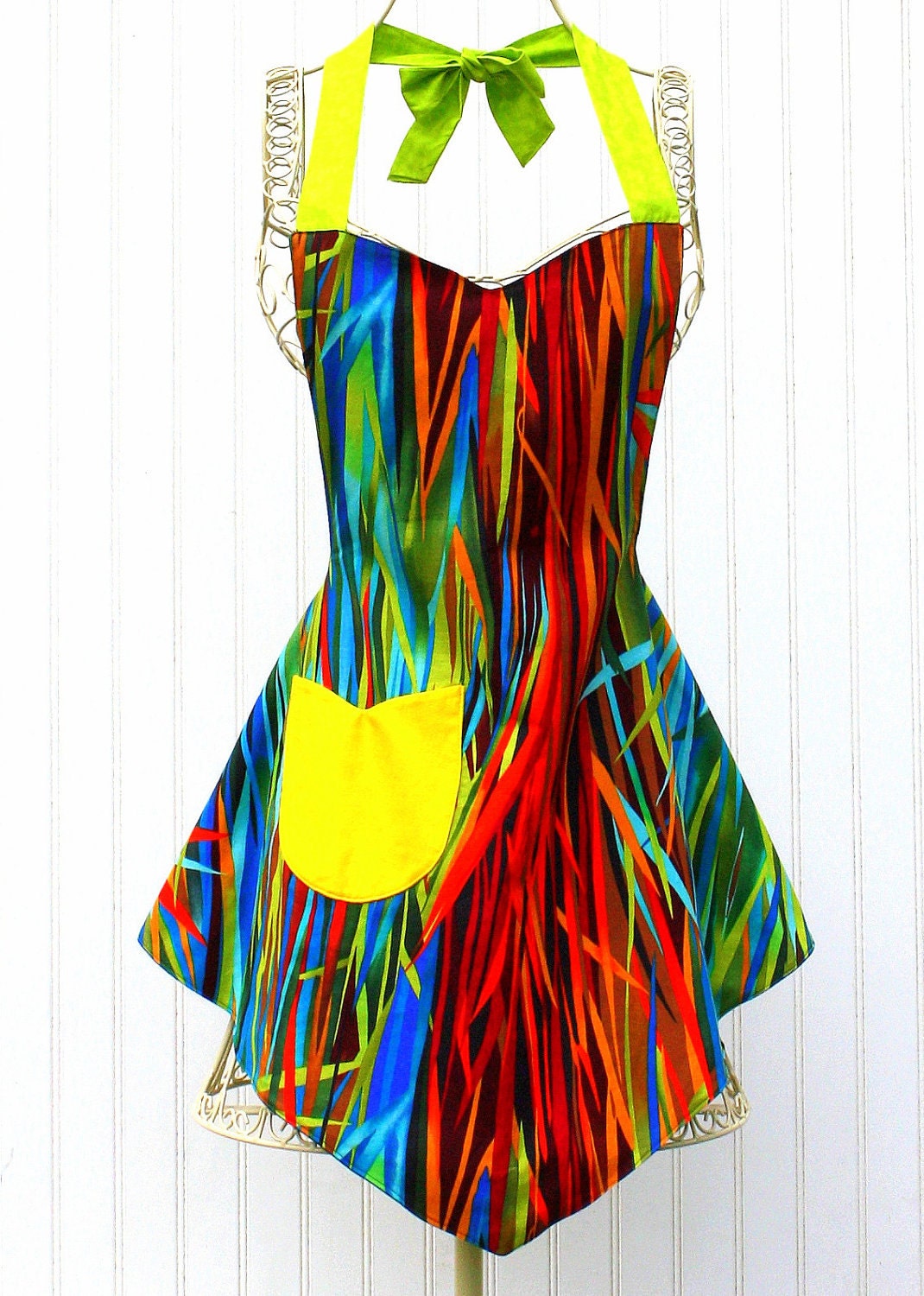 Vintage Apron, Everglades Stripes Womens Apron
