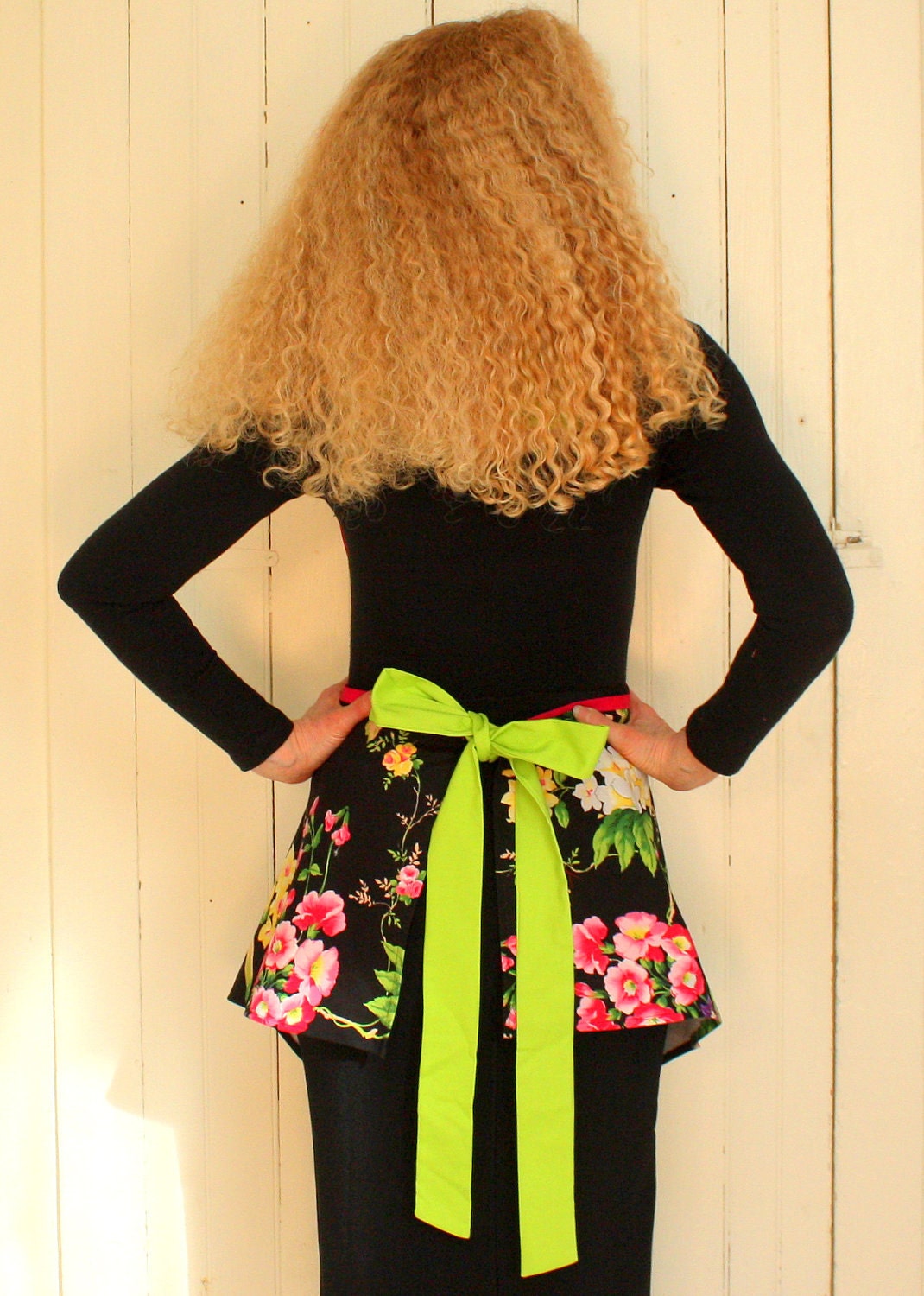 Vintage Apron in Pink and Purple Flowers
