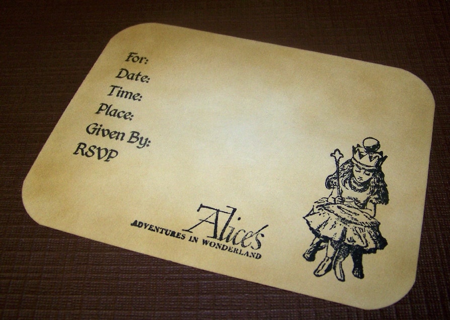 Alice in Wonderland Invitations - Vintage Inspired - Birthday Parties - Showers - Set of 12