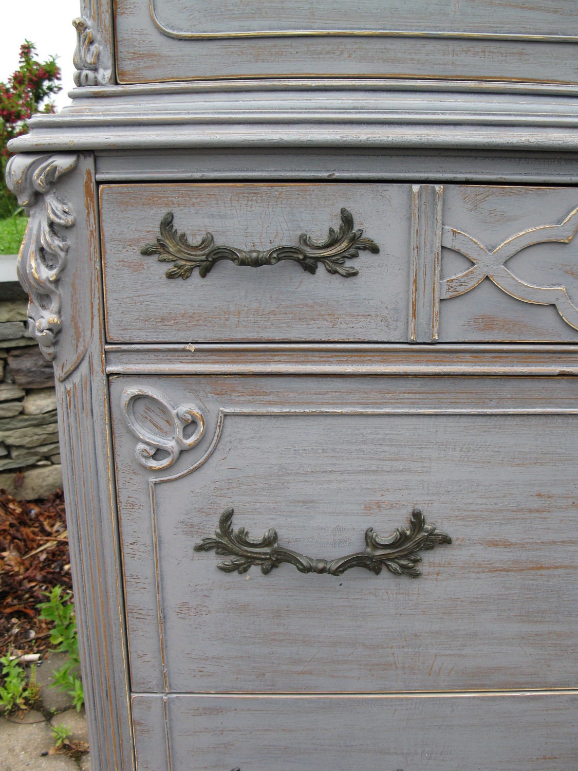 For Claire Chic and Shabby Silver Grey Tall Dresser / Chest of Drawers