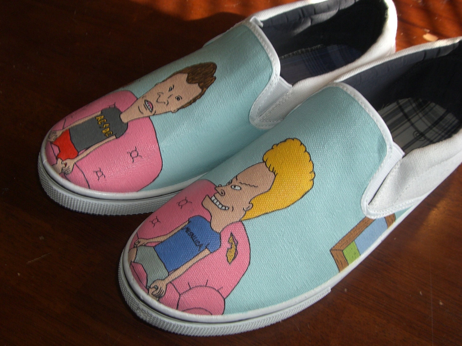 Hanpainted Beavis and Butthead themed shoes
