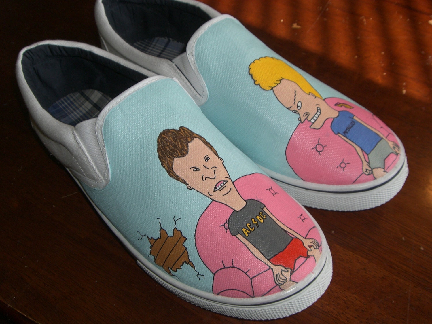 Hanpainted Beavis and Butthead themed shoes