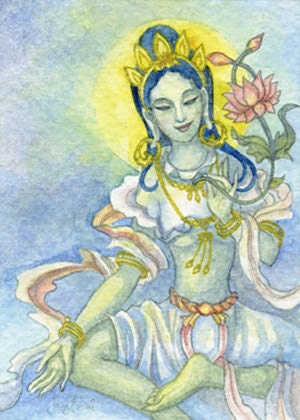 Green Tara: Embellished Open Edition Meditation Art ACEO