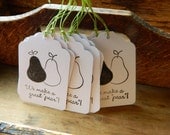 Great "pear" -  Hand stamped pear tags  - Set of 6 - weddings-showers-twins