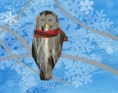 Handmade Owl Art Print 8x10 Print