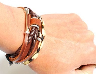 jewelry bangle bracelet  punk rock Bracelet Cuff. unisex bracelet Leather bracelet and ropes bracelet ,tibetan silver SH-01028216
