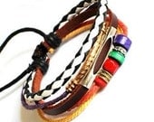 bangle punk bracelet rock Bracelet women bracelet man bracelet Leather bracelet ropes ,tibetan silver ,wood beads metal bracelet SH-01025218