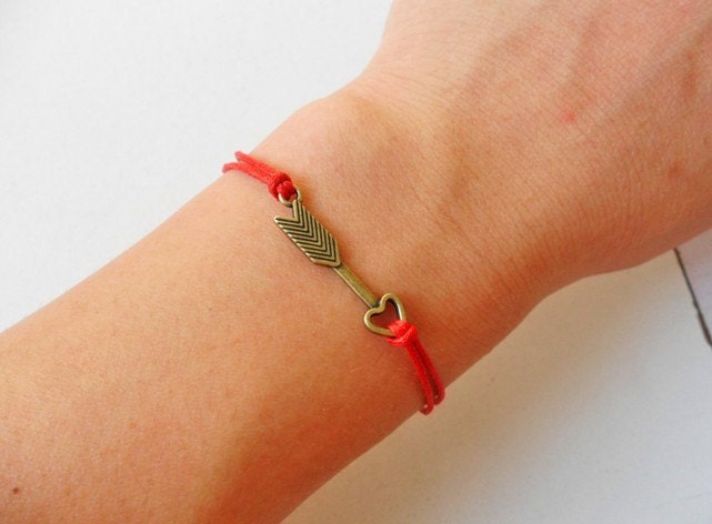 jewelry bangle vintage wrist bracelet ropes bracelet girls bracelet women bracelet with antique bronze arrow and red rope wrist SH-02051