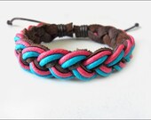Jewelry bangle leather bracelet woven bracelet girl bracelet women bracelet With leather and cotton ropes Woven bracelet Cuff  1SZ-LH-0353