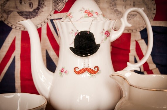 Bowler hat and Moustache necklace