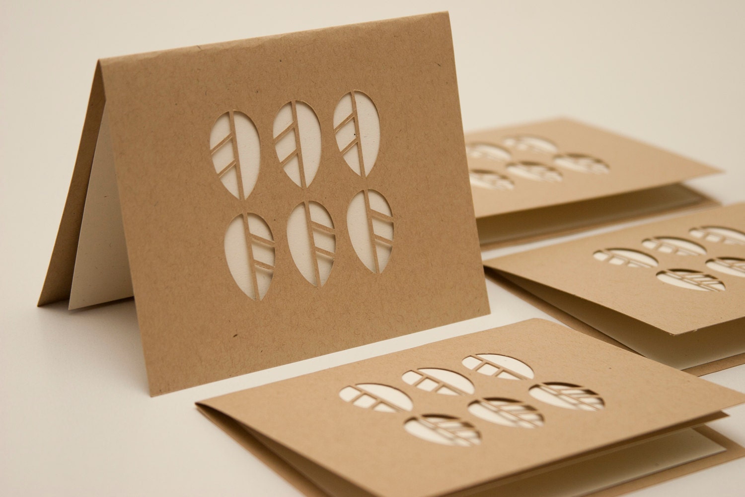 Recycled Note Card Set of Four, Cut Paper