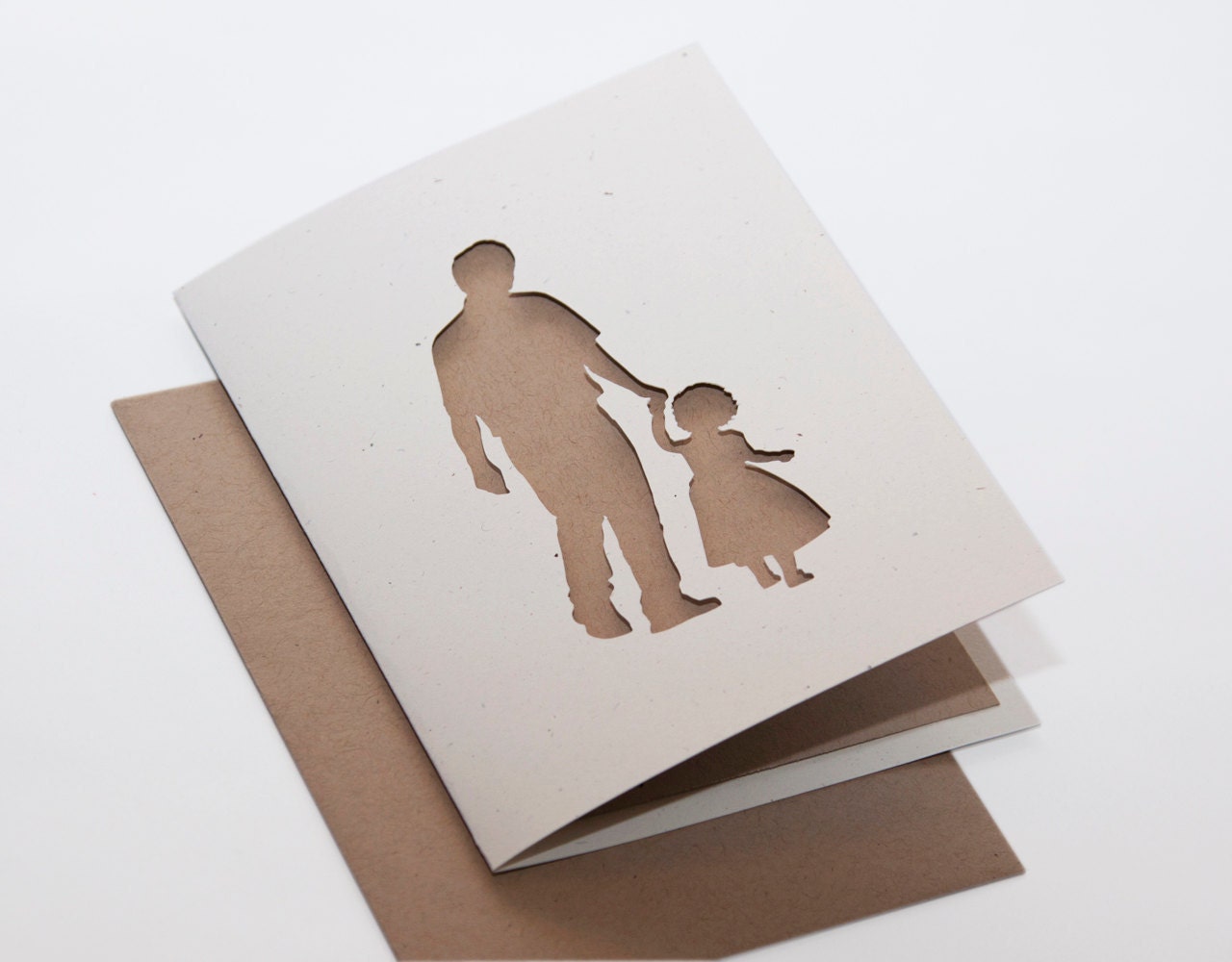 Father and Daughter Cut Silhouette Card with Blank Liner
